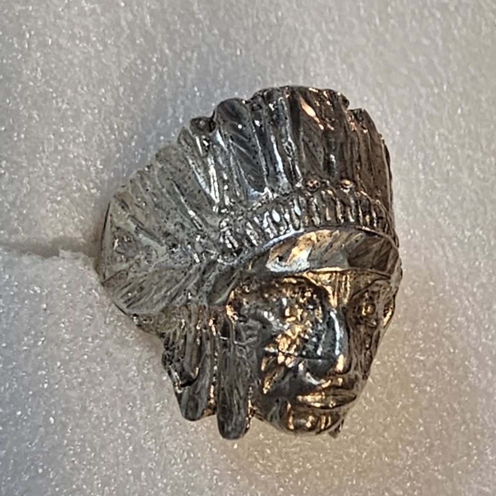 Men's Native American Indian Head Ring Size  in Sterling Silver Signed